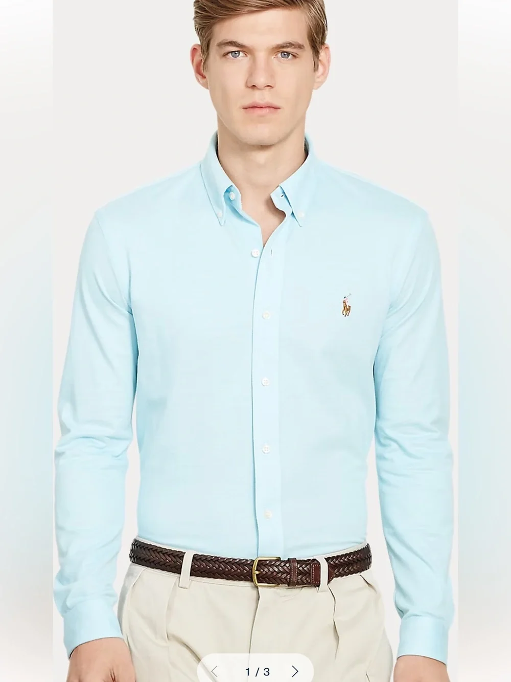 Polo Ralph Lauren Clsssic Fit Knit Oxford Shirt Neptune (Light Aqua) Size XL